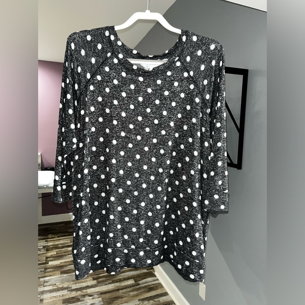 Market & Spruce grey polka dot sweater 1X